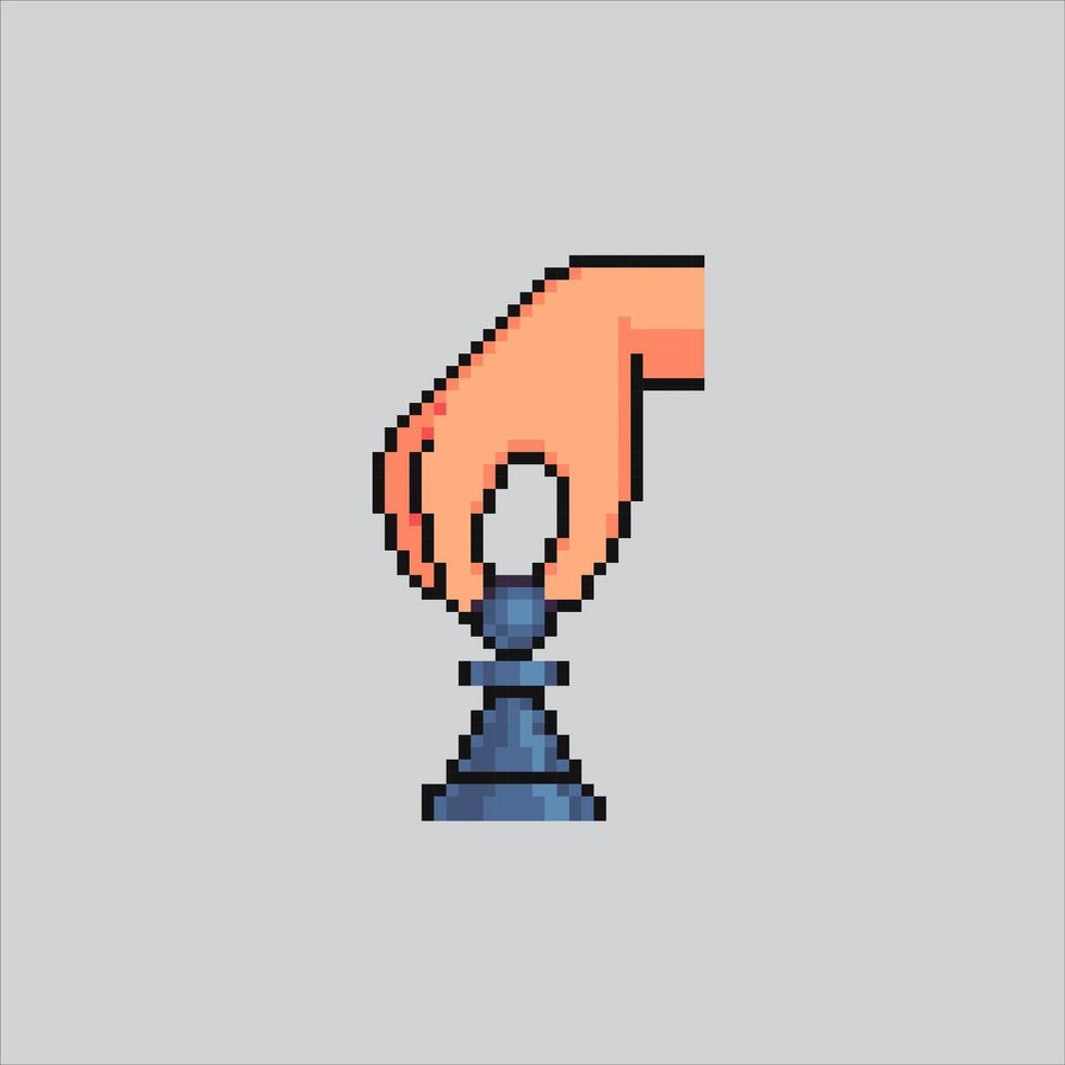 Pixel art illustration Hand Pick Chess. Pixelated Chess Pawn. Hand Pick Chess Pawn icon pixelated for the pixel game and icon for website and game. old school retro. vector