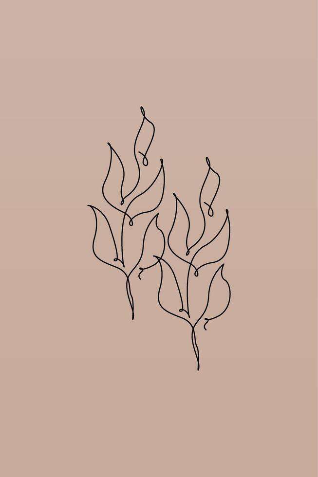Line art botanical background illustration vector