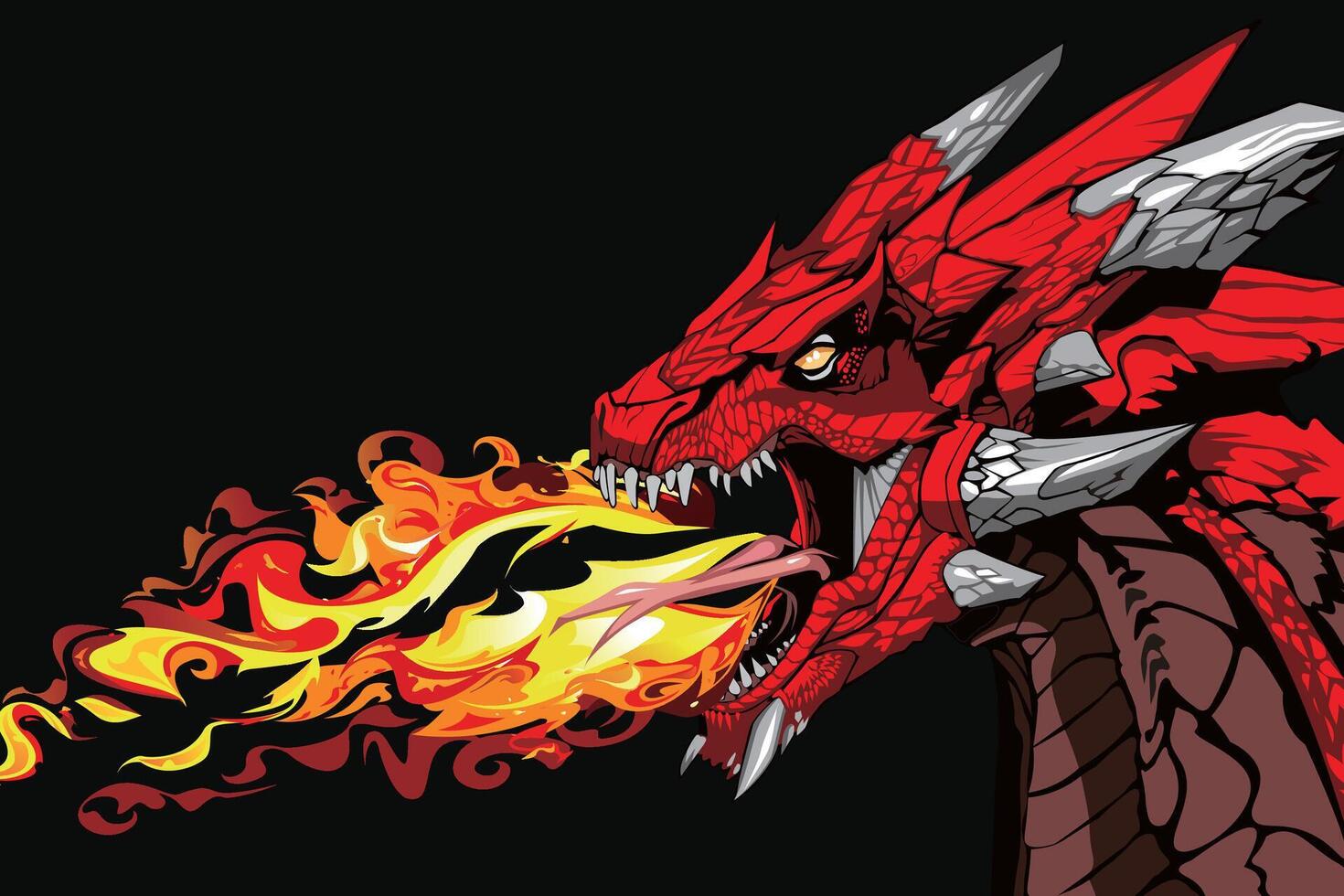 Time of dragons print vector