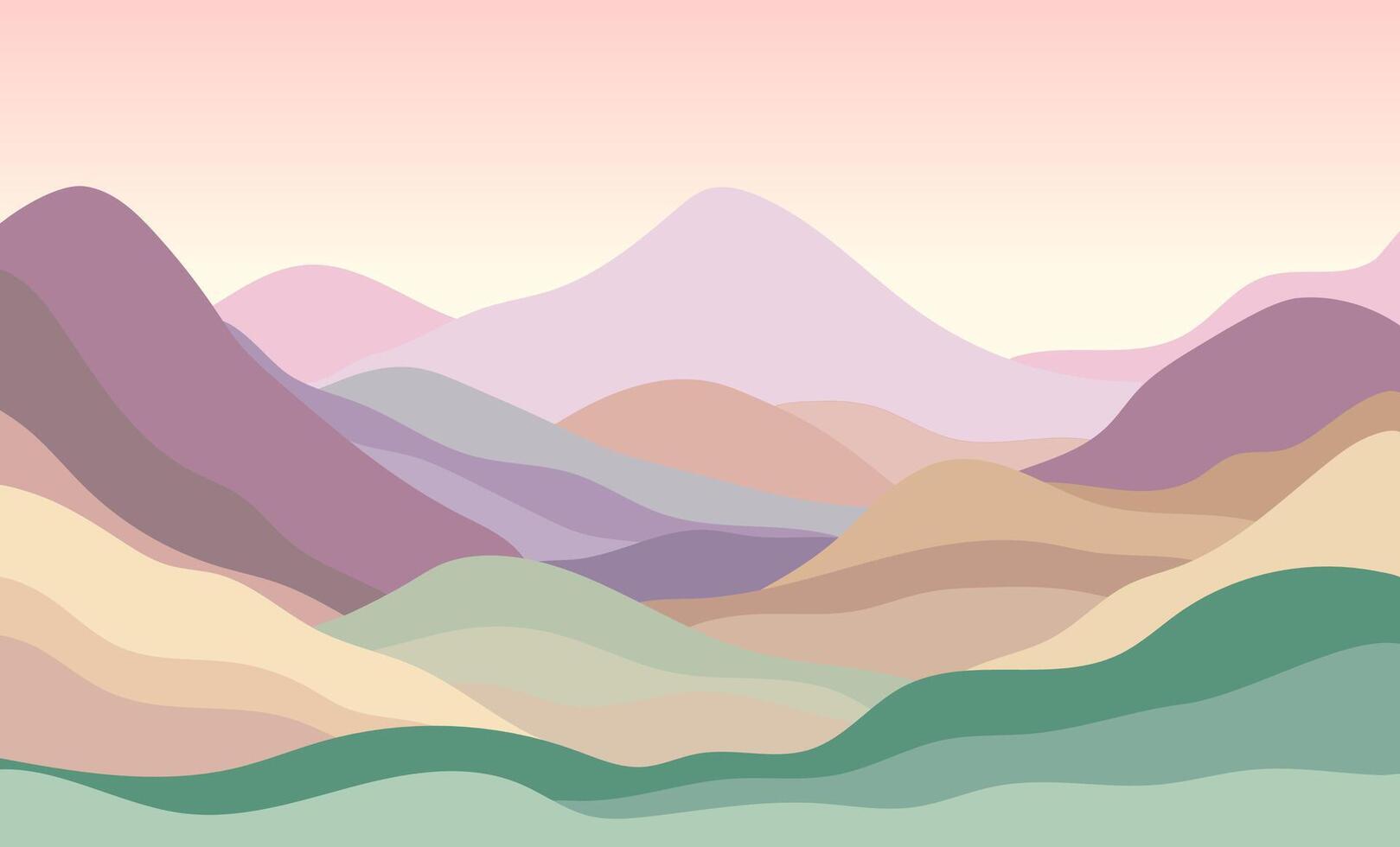Abstract landscape with colorful hills and mountains. vector