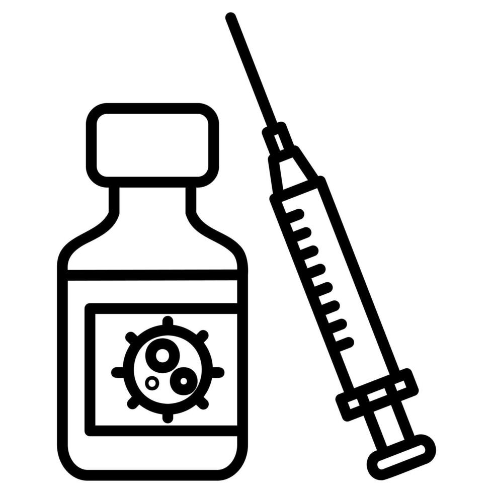 Vaccine Vial and Syringe Icon vector