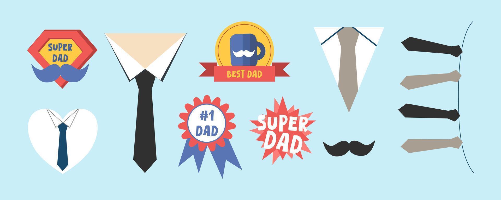 set of happy father's day icon or symbol collection for greeting card template vector