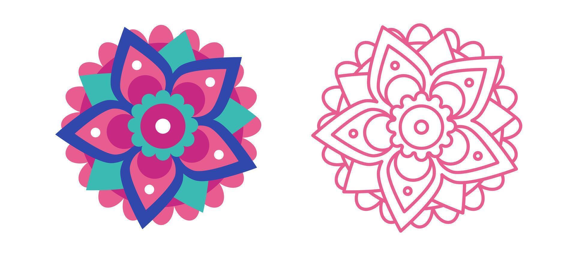 set of colorful mandala art illustration good for tattoo, template collection, and coloring books colllection vector