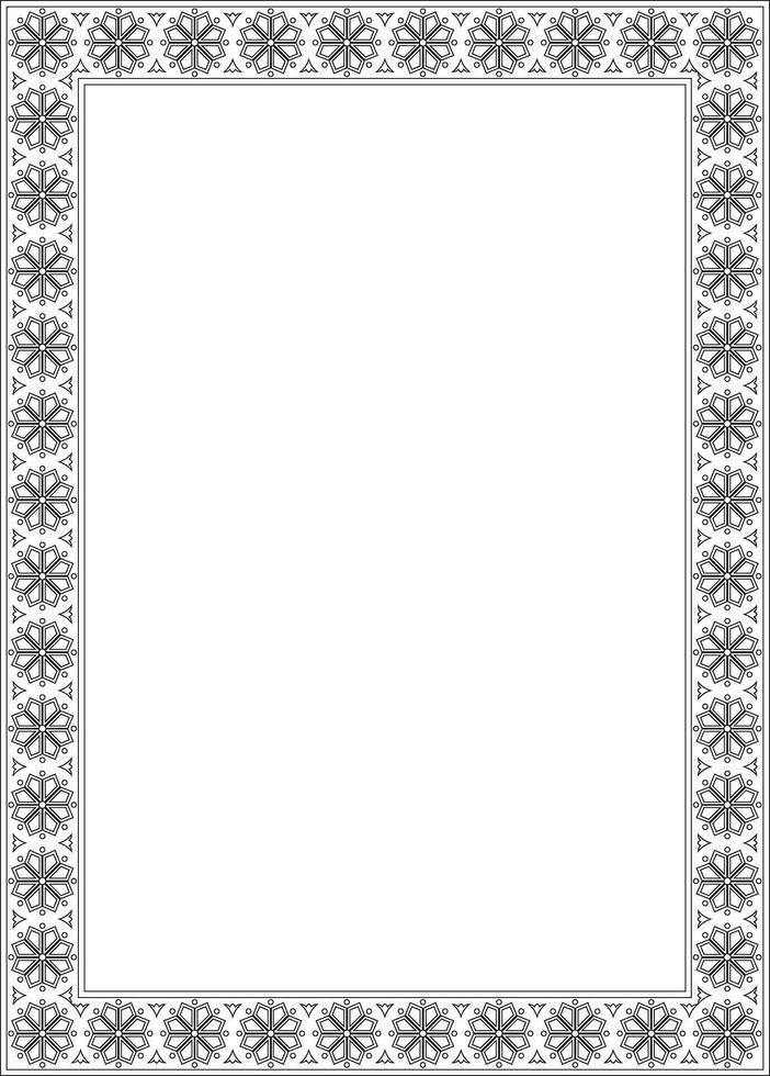 square black contour ancient Russian ornament. Slavic rectangle, border, frame. Painting of the royal chambers. vector