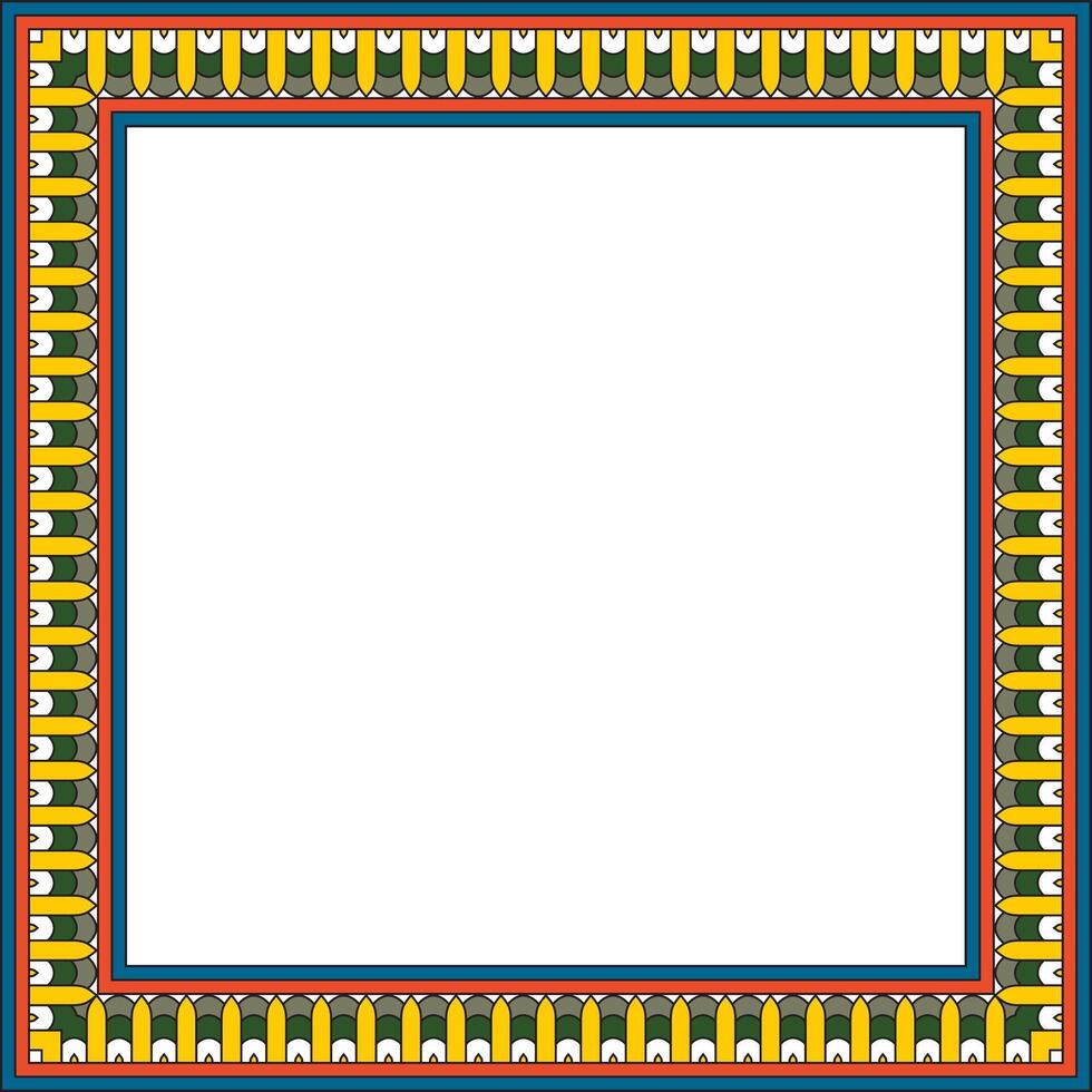 colored square Egyptian ornament. Rectangle, frame, ancient Egypt.Pattern of lotus flowers and sun vector