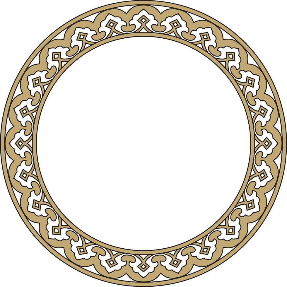 round gold and black national Persian ornament. Circle, ring, frame, border, ethnic pattern of the peoples of Iran, Iraq, Tajikistan vector
