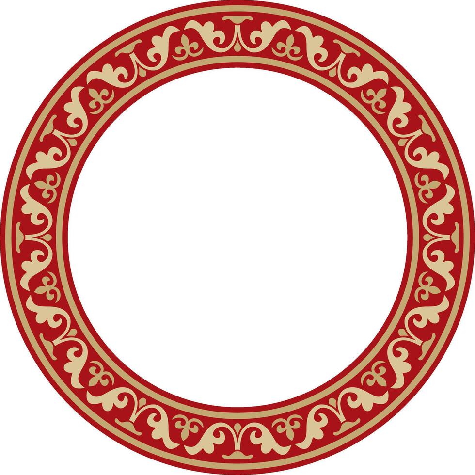 gold with red round classic byzantine ornament. Circle, ring, border, Ancient Greece, Eastern Roman Empire frame. Decoration of the Russian Orthodox Church vector