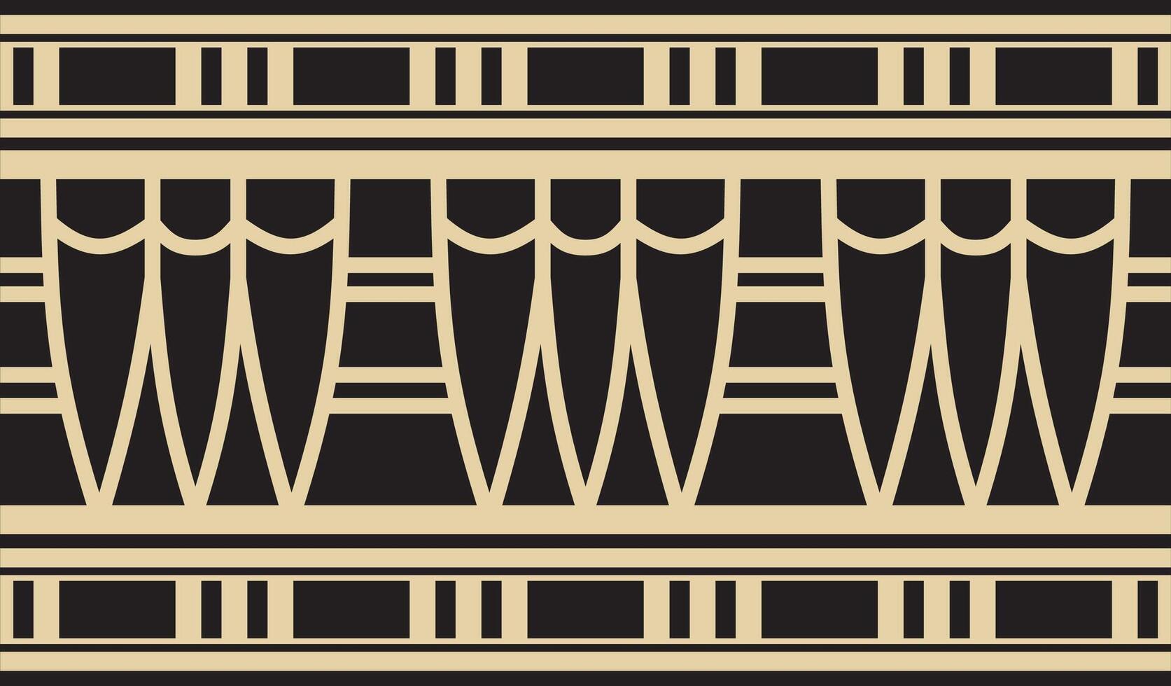 golden seamless Egyptian border. Endless ornament of Ancient Africa. Pattern of lotus flowers and sun. vector