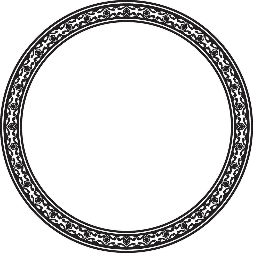 black monochrome round turkish ornament. Ottoman circle, ring, frame. vector