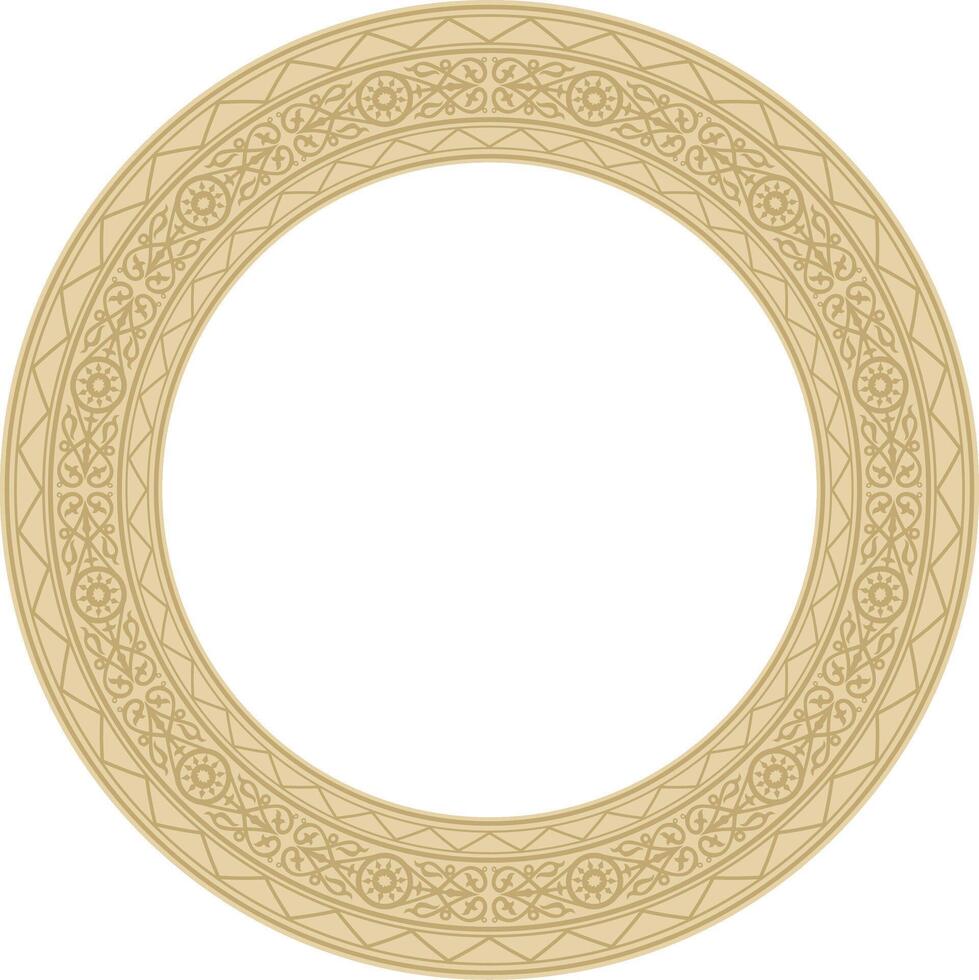 gold round Yakut ornament. Endless circle, border, frame of the northern peoples of the Far East. vector