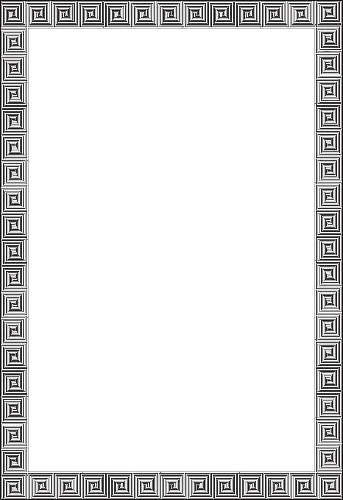 black monochrome classic Greek square outline ornament. Rectangle of Ancient Greece and Roman Empire. Byzantine painting of walls, floors and ceilings. Template for stained glass. vector