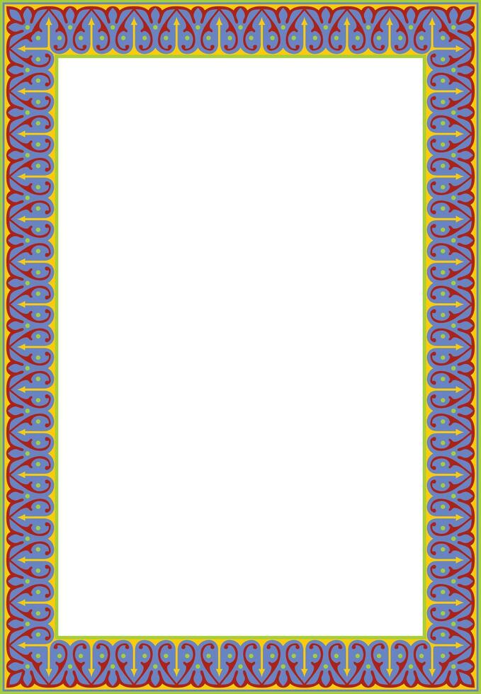 colored arabic national square ornament. Ethnic rectangle, frame of eastern peoples. Persian painting. vector