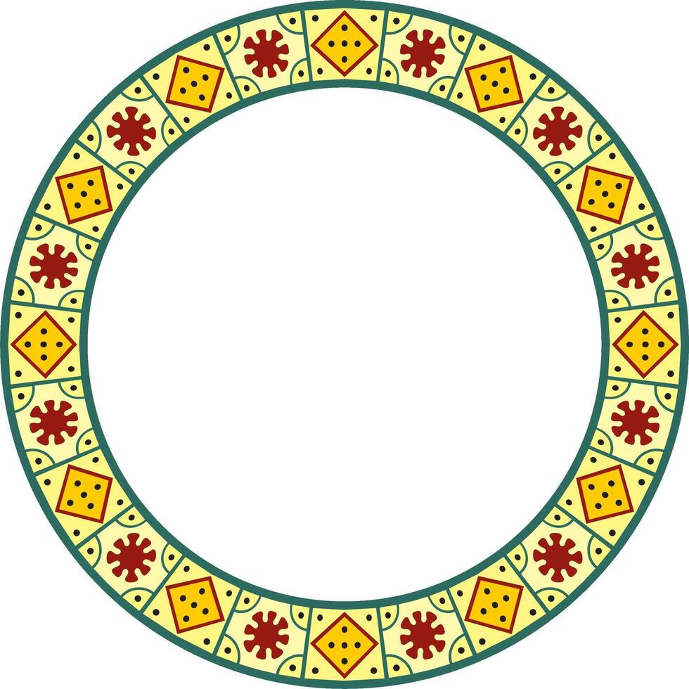 round colored border, frame, Pompeii ring. Circle Neopolitan ornament. Art of Ancient Rome. vector