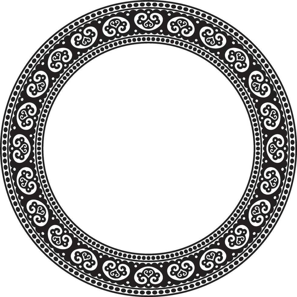 round black monochrome ancient Russian ornament. Slavic border, frame. Circle, ring. Painting of the royal chambers. vector