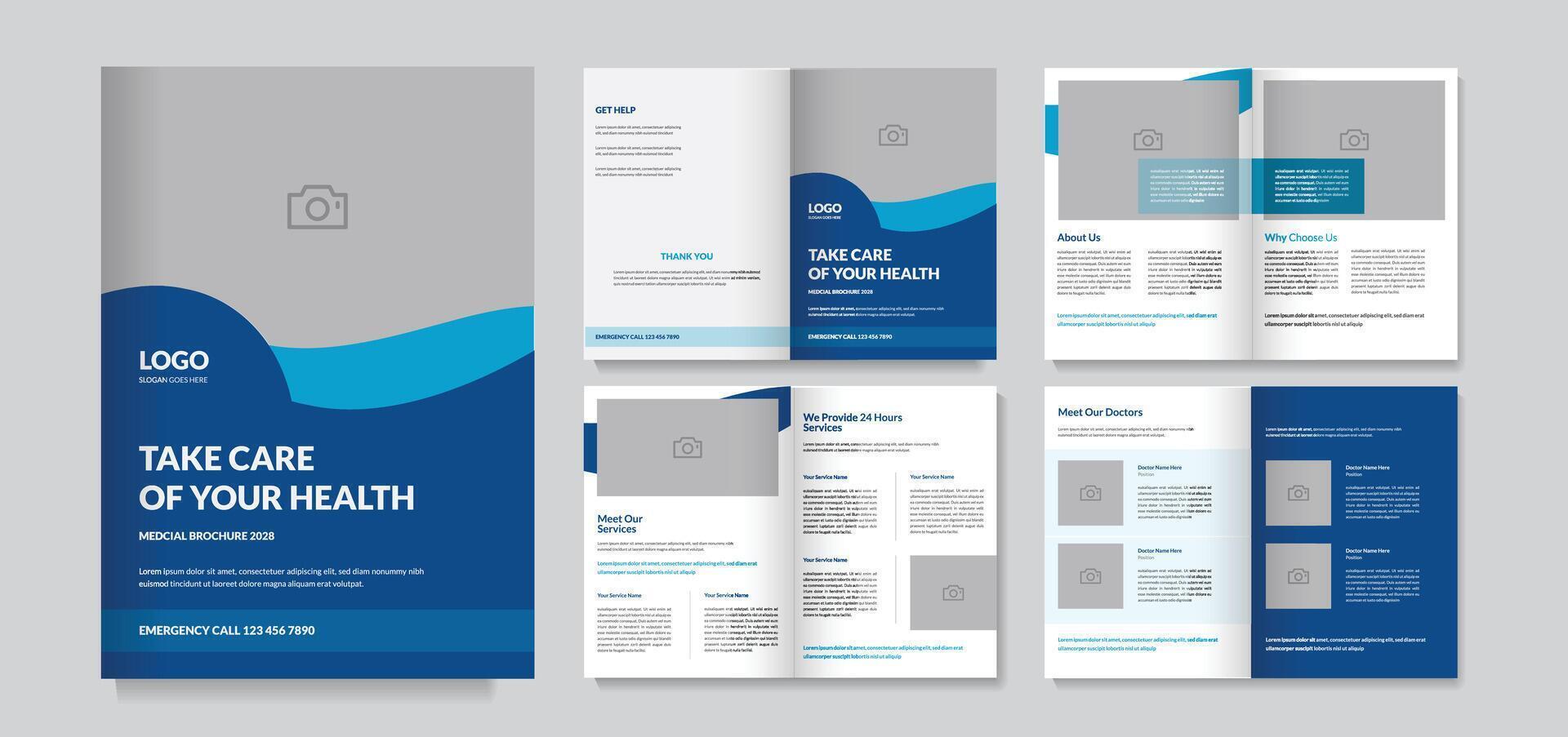 Medical Brochure Template, 08 Page Medical brochure layout vector