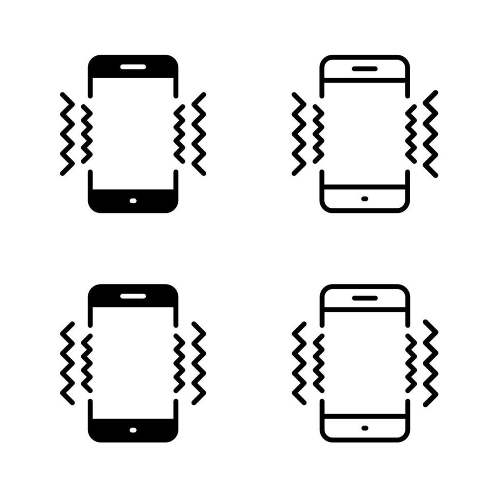 Mobile phone vibrating icon set. Cellphone vibration sign symbol. Smartphone vibrate concept vector
