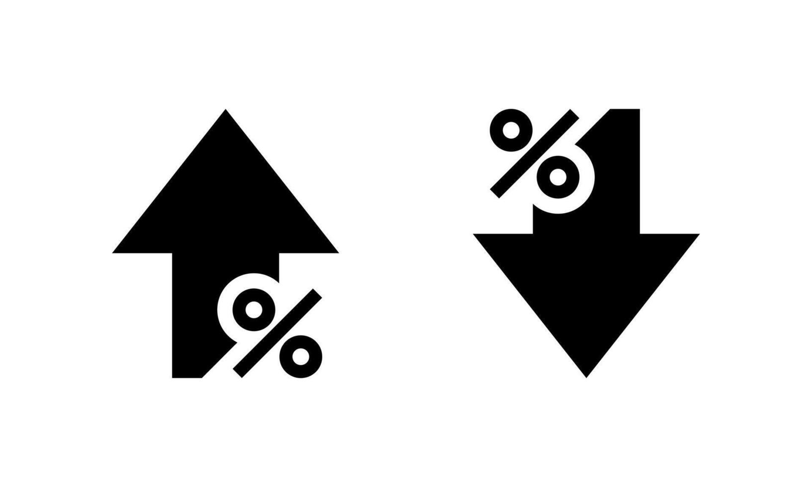 Up and down percent arrow icon. Percentage growth and decline arrows sign symbol vector