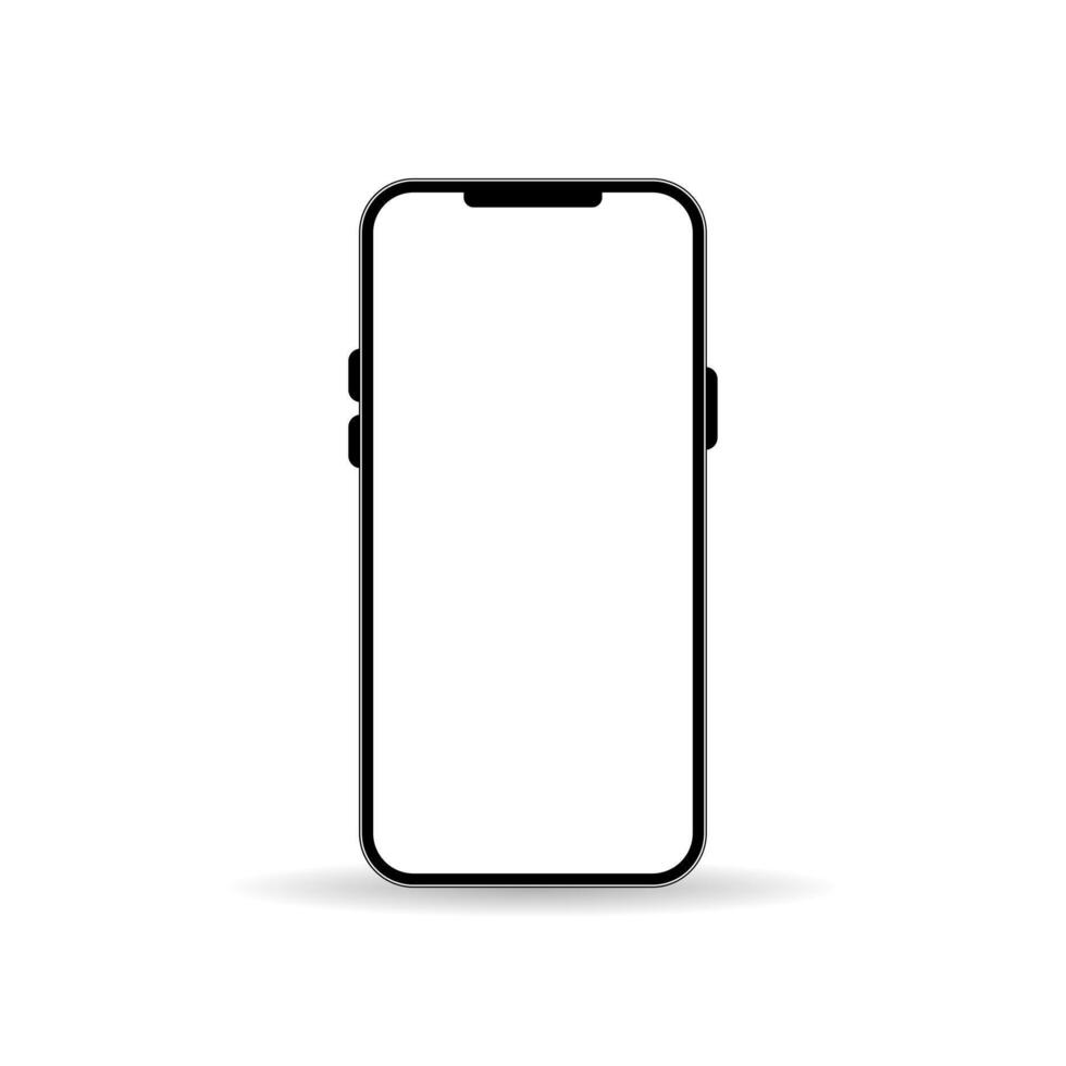 Modern smartphone device mockup template. Cellphone frame with blank screen vector