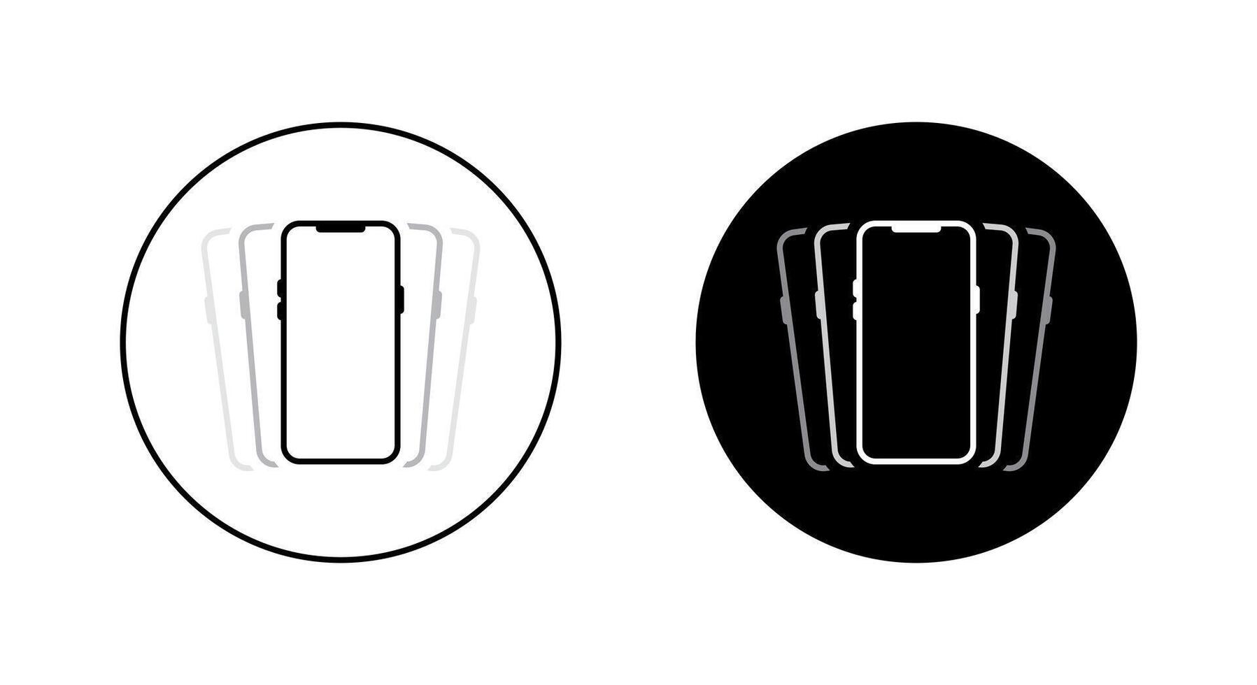 Modern smartphone shake icon on black circle. Shaking phone sign symbol. Vibrating cellphone concept vector