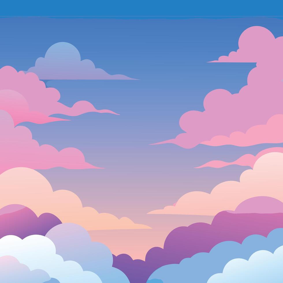 anime sky pastel color gradient pink and blue cloud soft white blue light vector