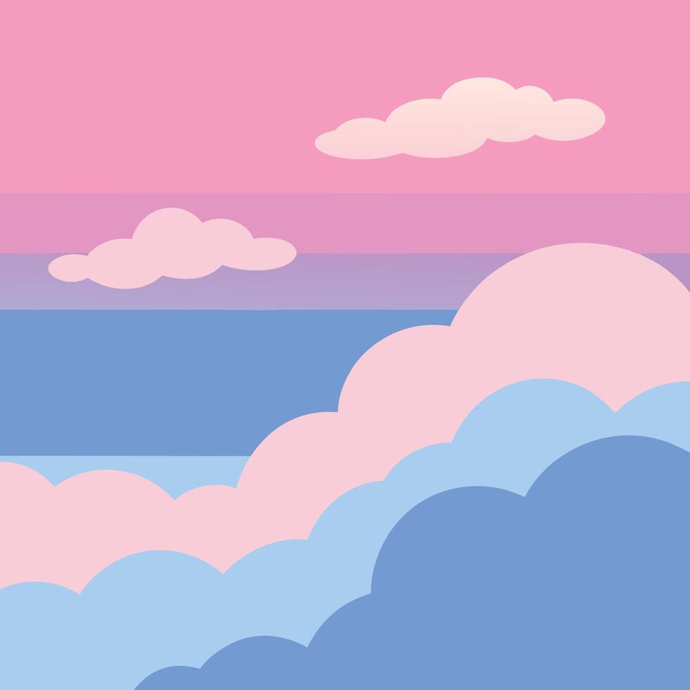 A Pastel Sky Above Anime Realms vector