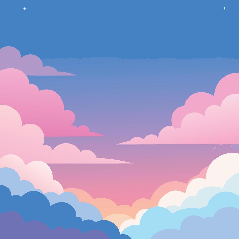 Blue and Pink Pastel Skies at Dawn vector