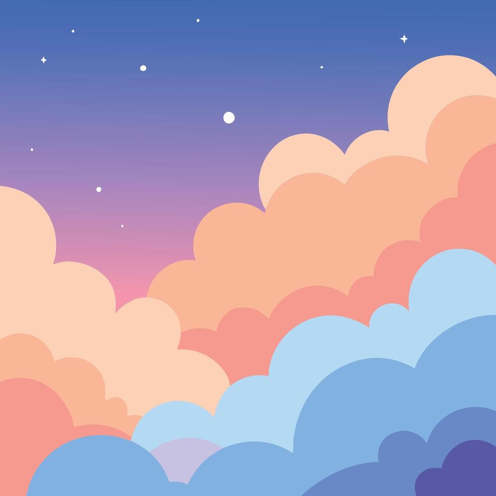 Bathed in Pink and Blue Pastels vector
