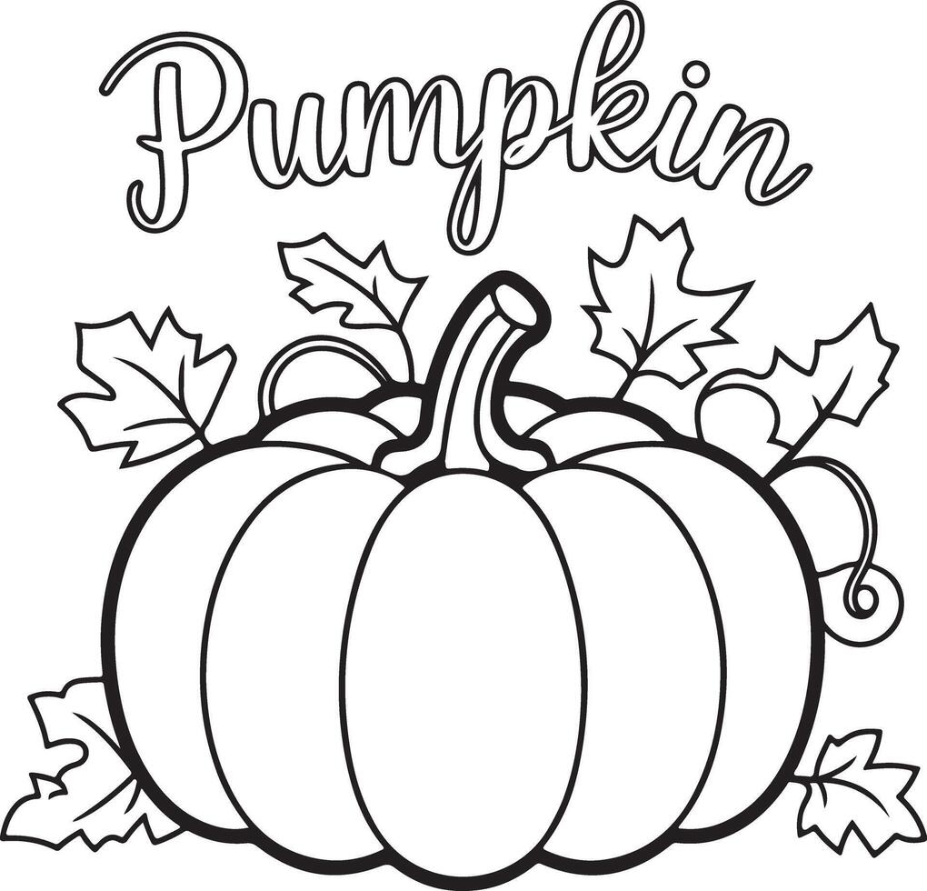 Pumpkin Coloring Page - Fun Fall Activity vector
