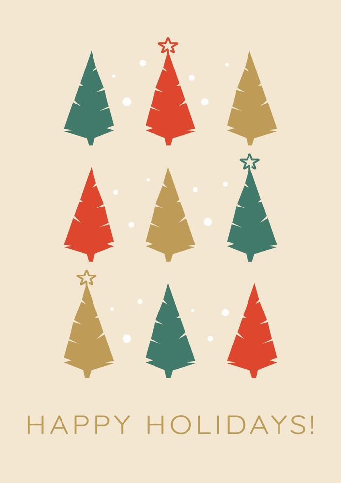 Christmas template with decorative Christmas Tree. Christmas greeting card illustration vector
