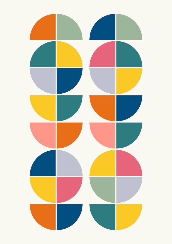 Retro abstract geometric art poster. Trendy bauhaus simple aesthetic background vector