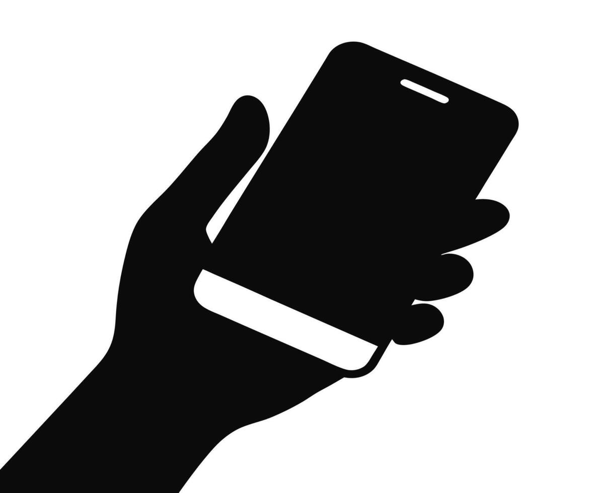 A hand holding a smartphone vector