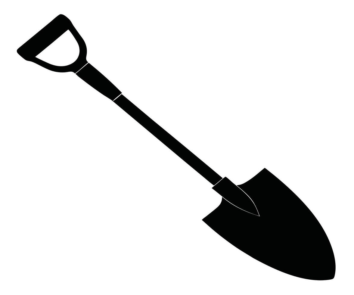 A shovel is shown in black and white on a white background vector