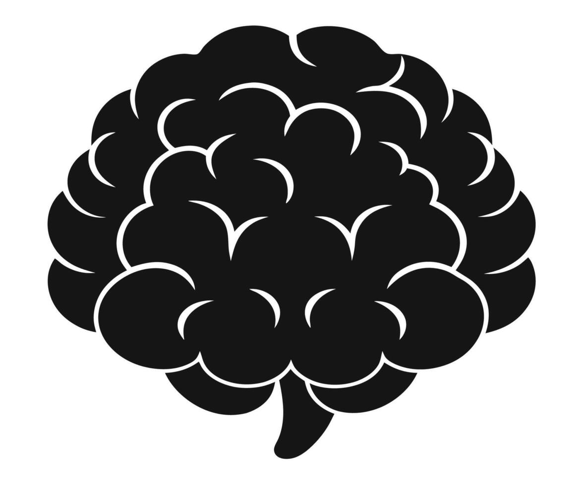 A black and white illustration of a brain vector