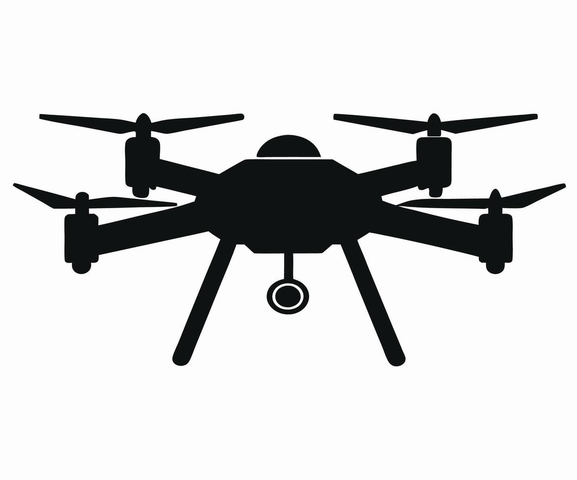 A black and white silhouette of a drone vector