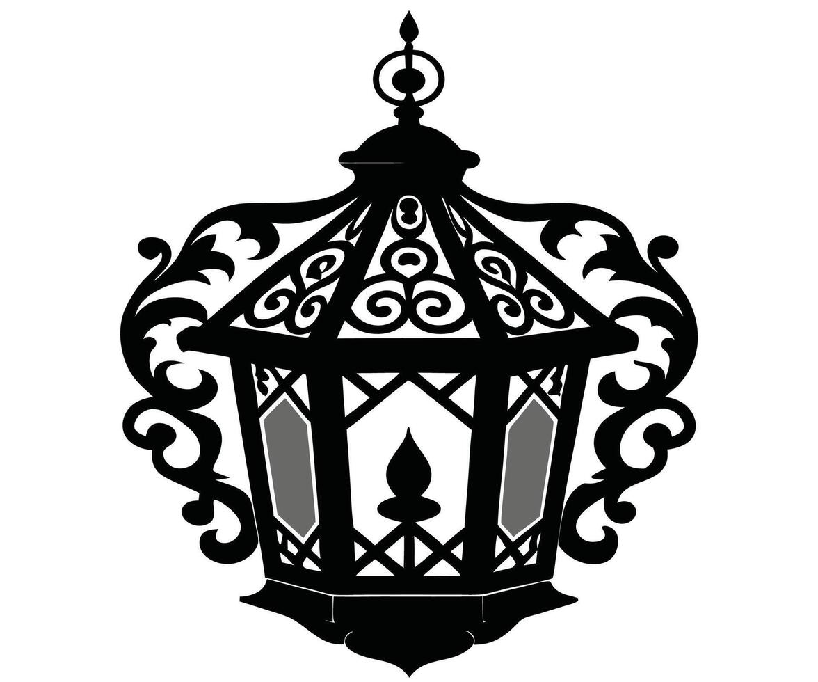 A black and white illustration of a lantern vector