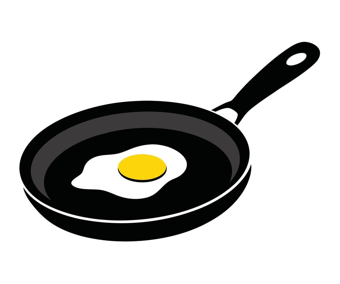 An egg is in a frying pan on a white background vector