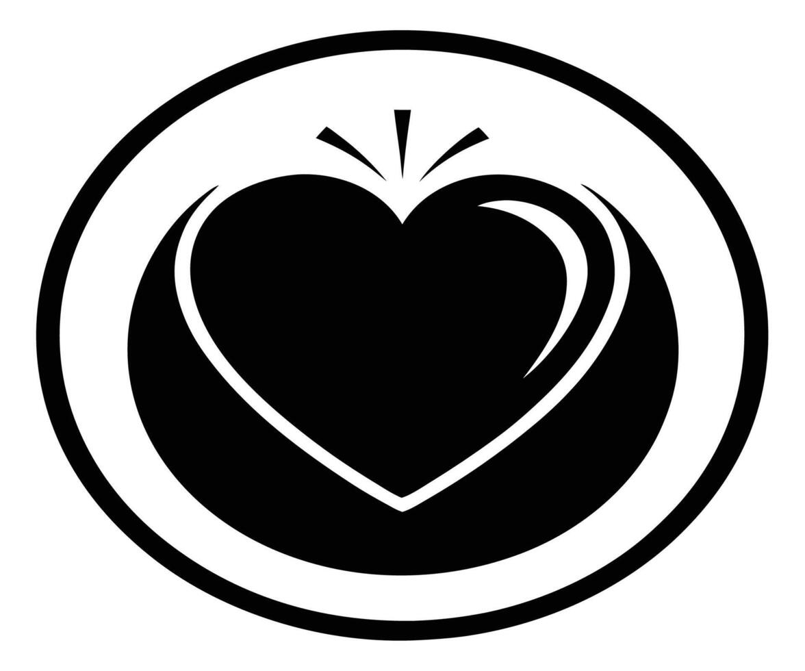 Heart icon in black and white on white background vector