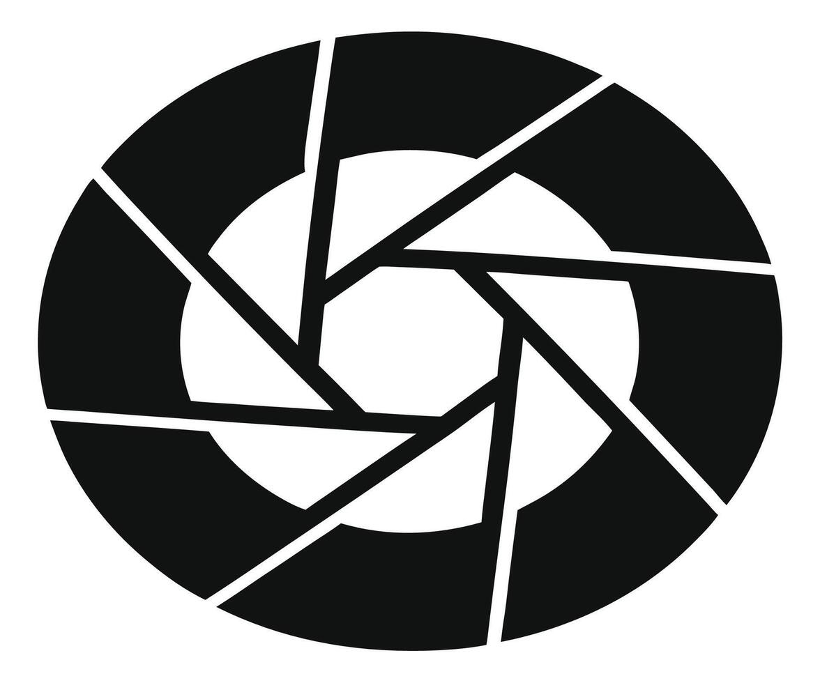 A black and white logo of a camera lens vector