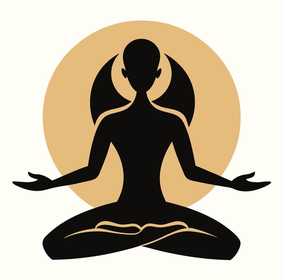 A silhouette of a person sitting in lotus position vector