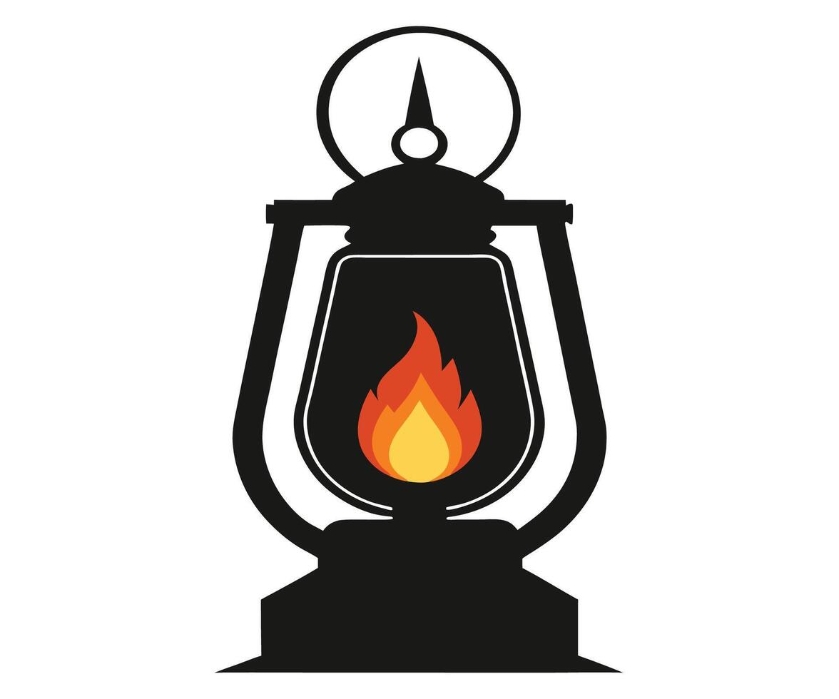 An old lantern with a flame inside vector