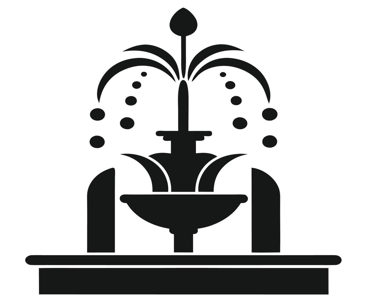 A black and white illustration of a fountain vector
