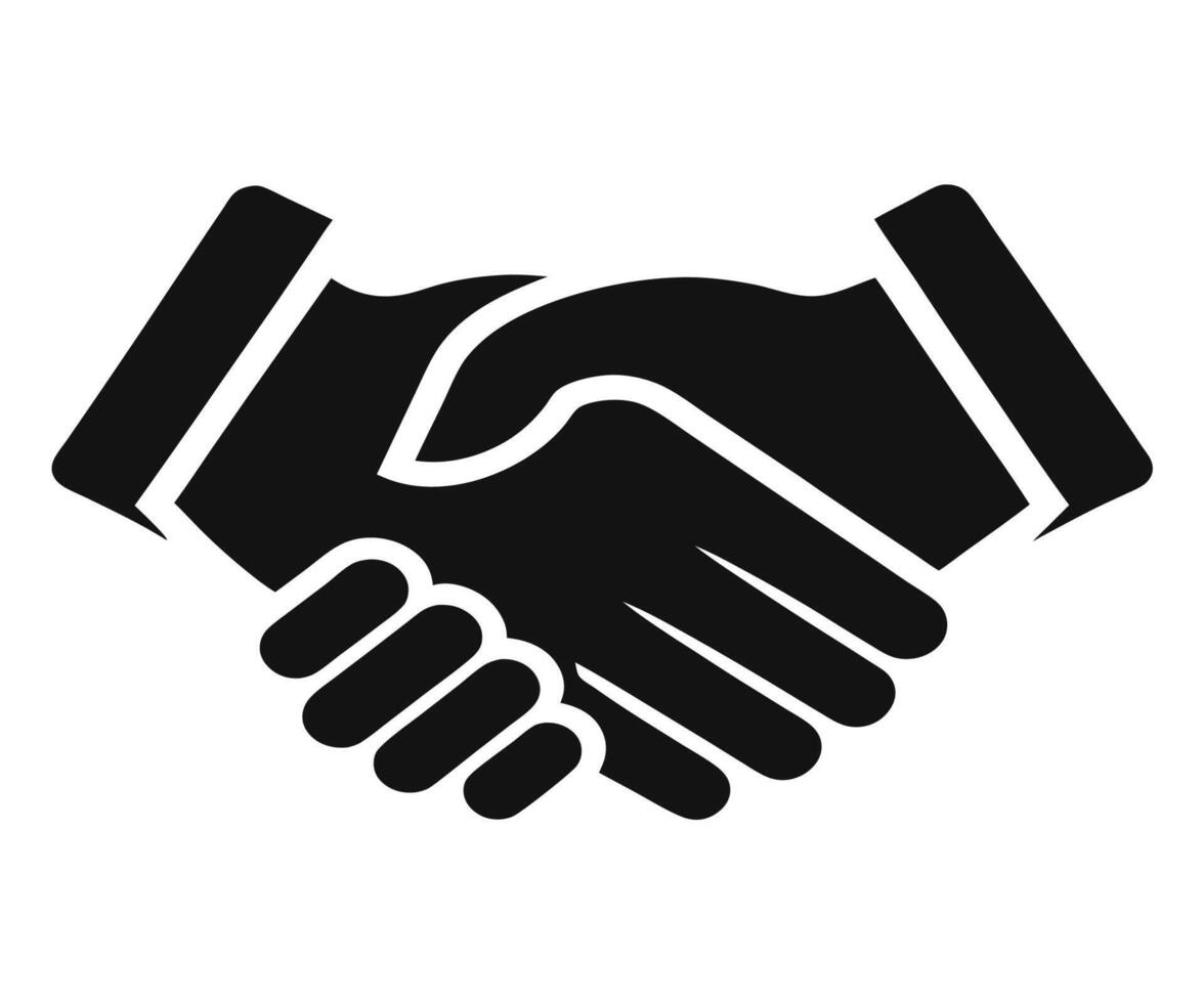 Handshake icon, black and white illustration vector