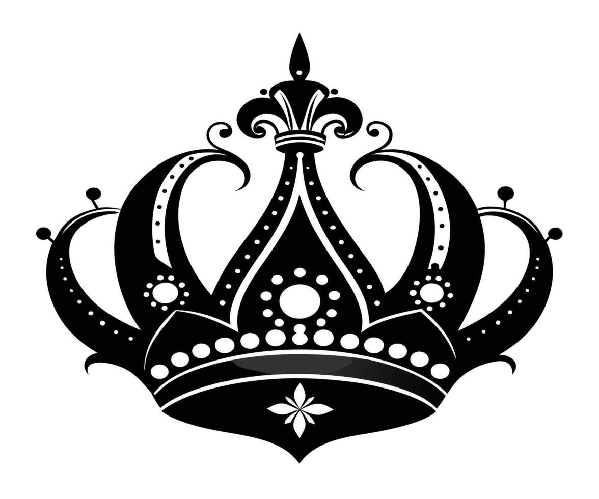 A black and white illustration of a crown vector