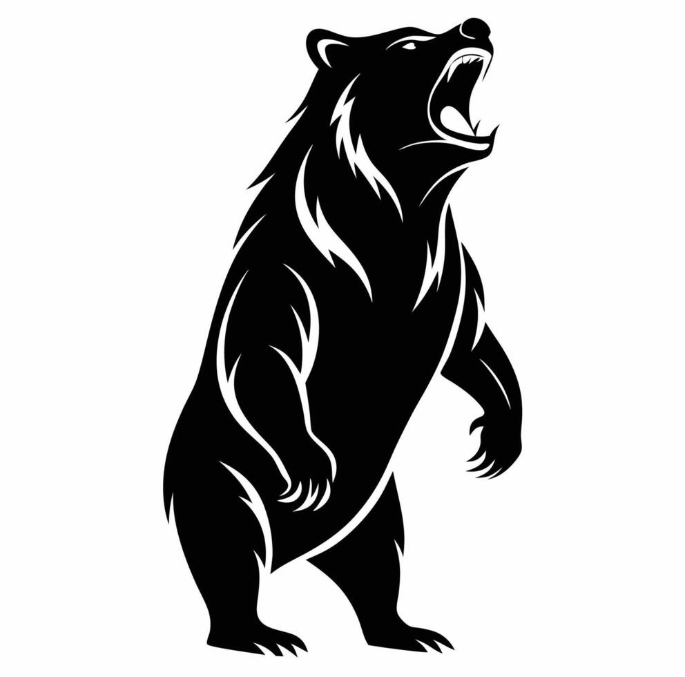 A black and white bear silhouette on a white background vector