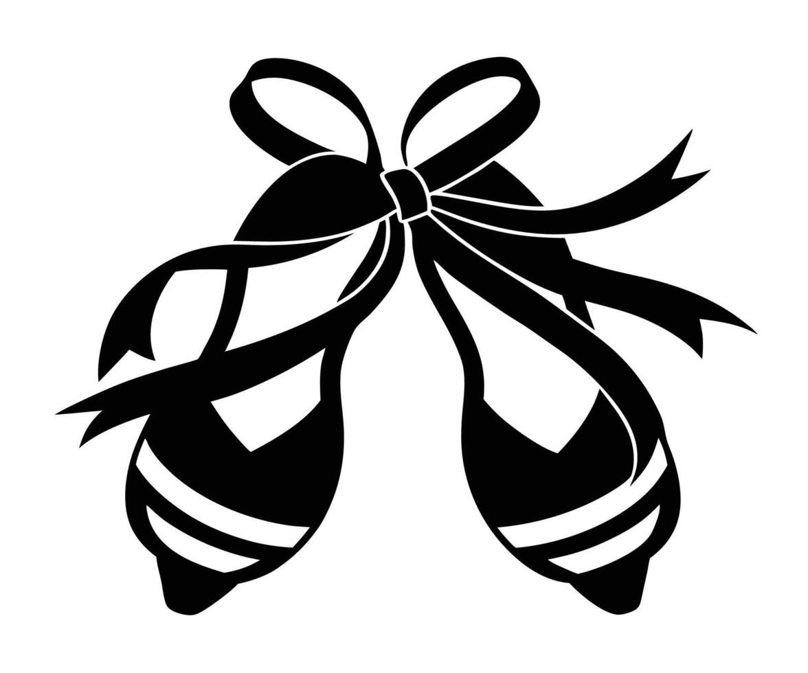 Black and white ballet shoes with ribbon vector