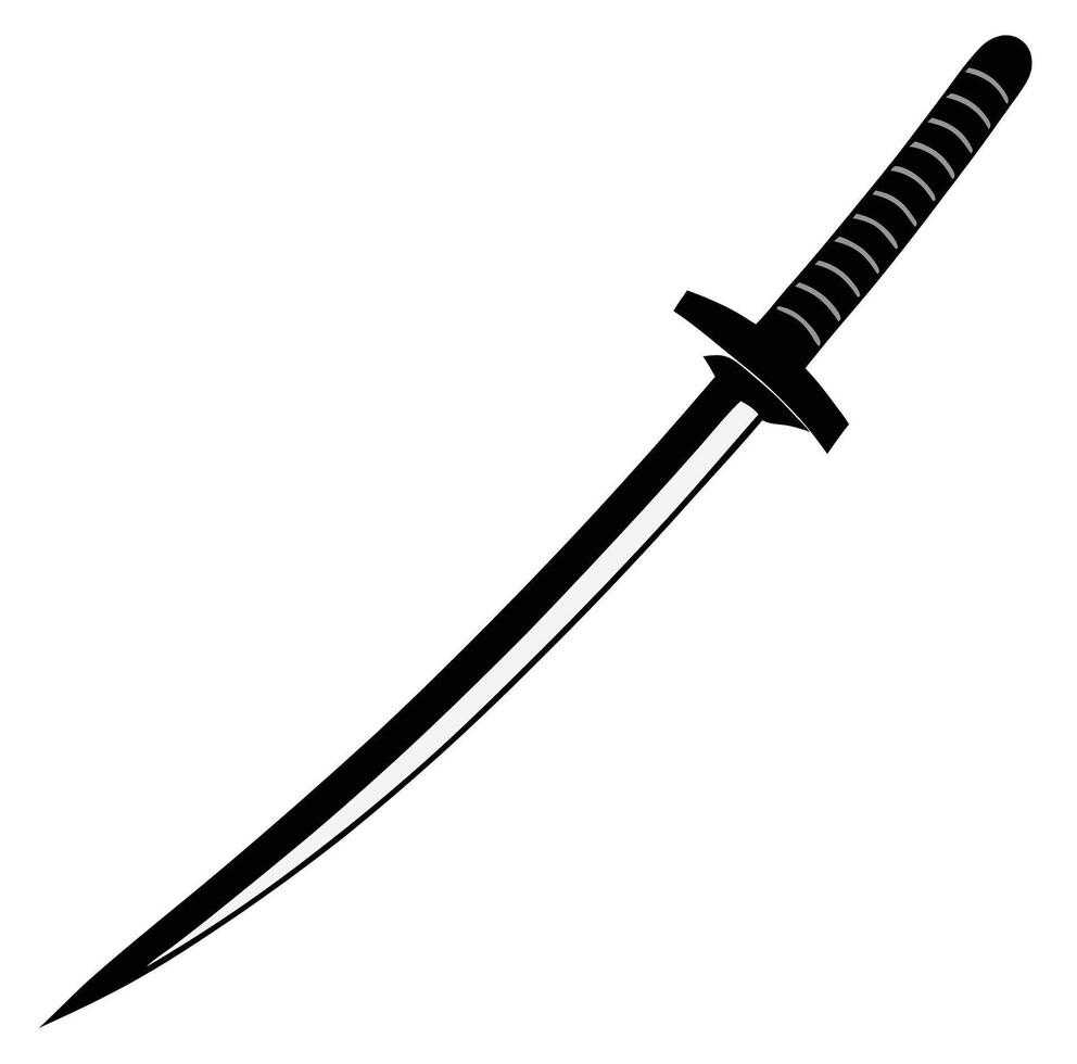 A black and white illustration of a sword vector