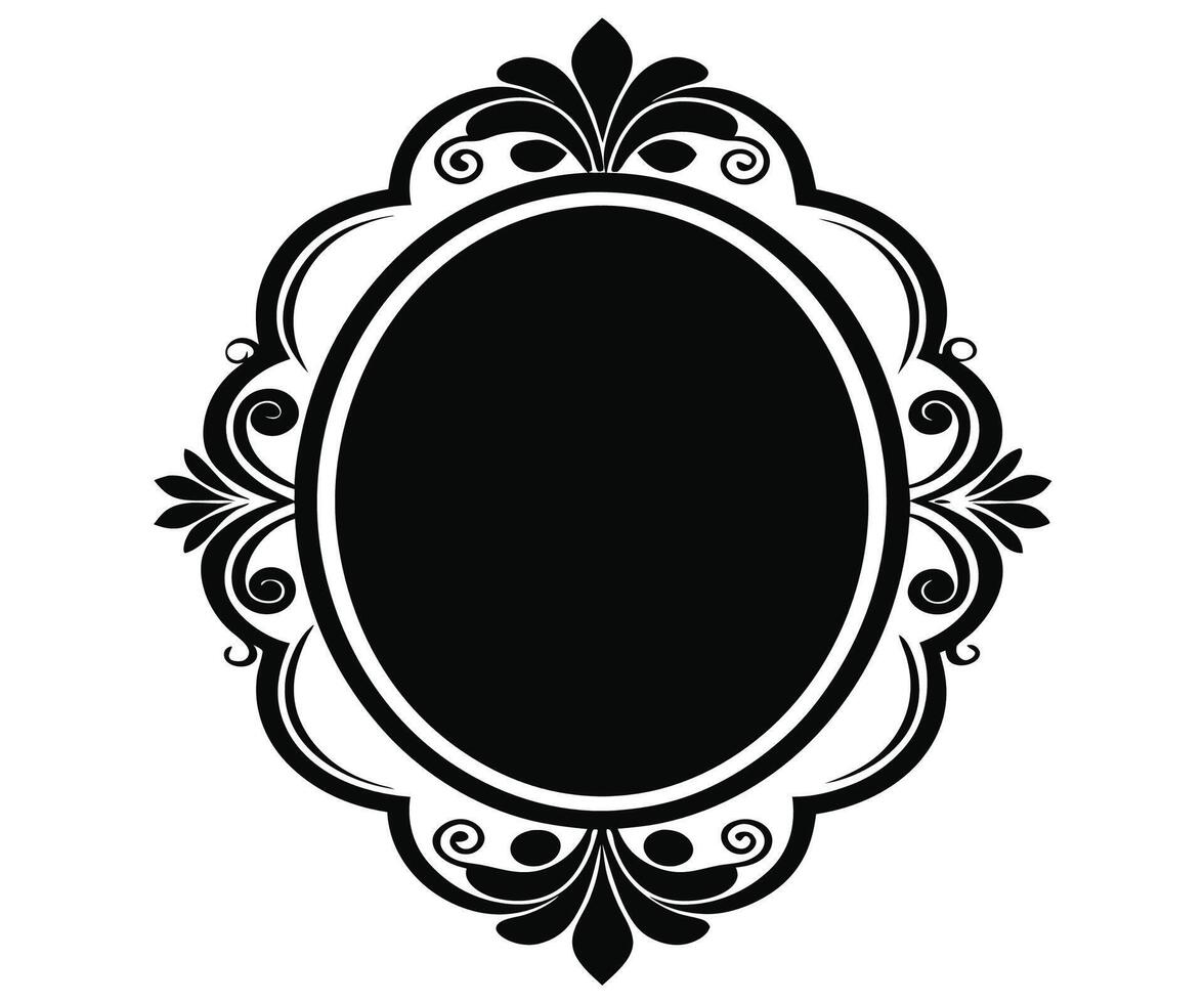 An oval frame with a black border vector