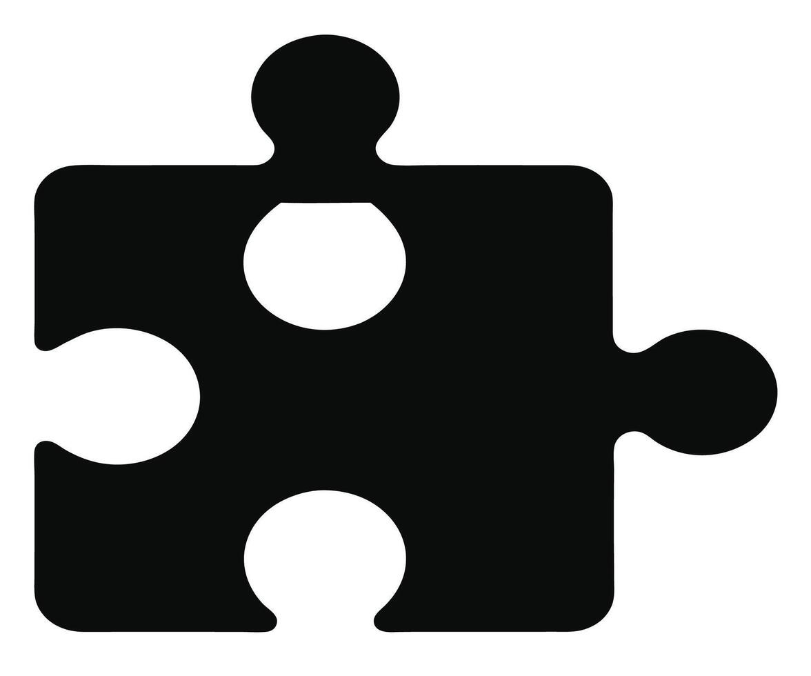 A black and white puzzle piece with four pieces vector