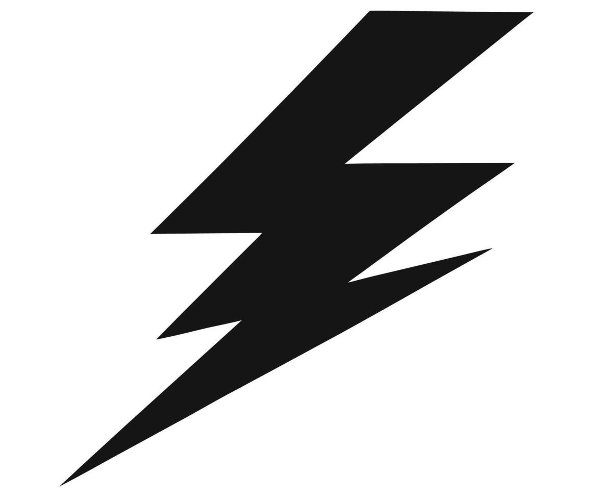 A black and white lightning bolt icon on a white background vector