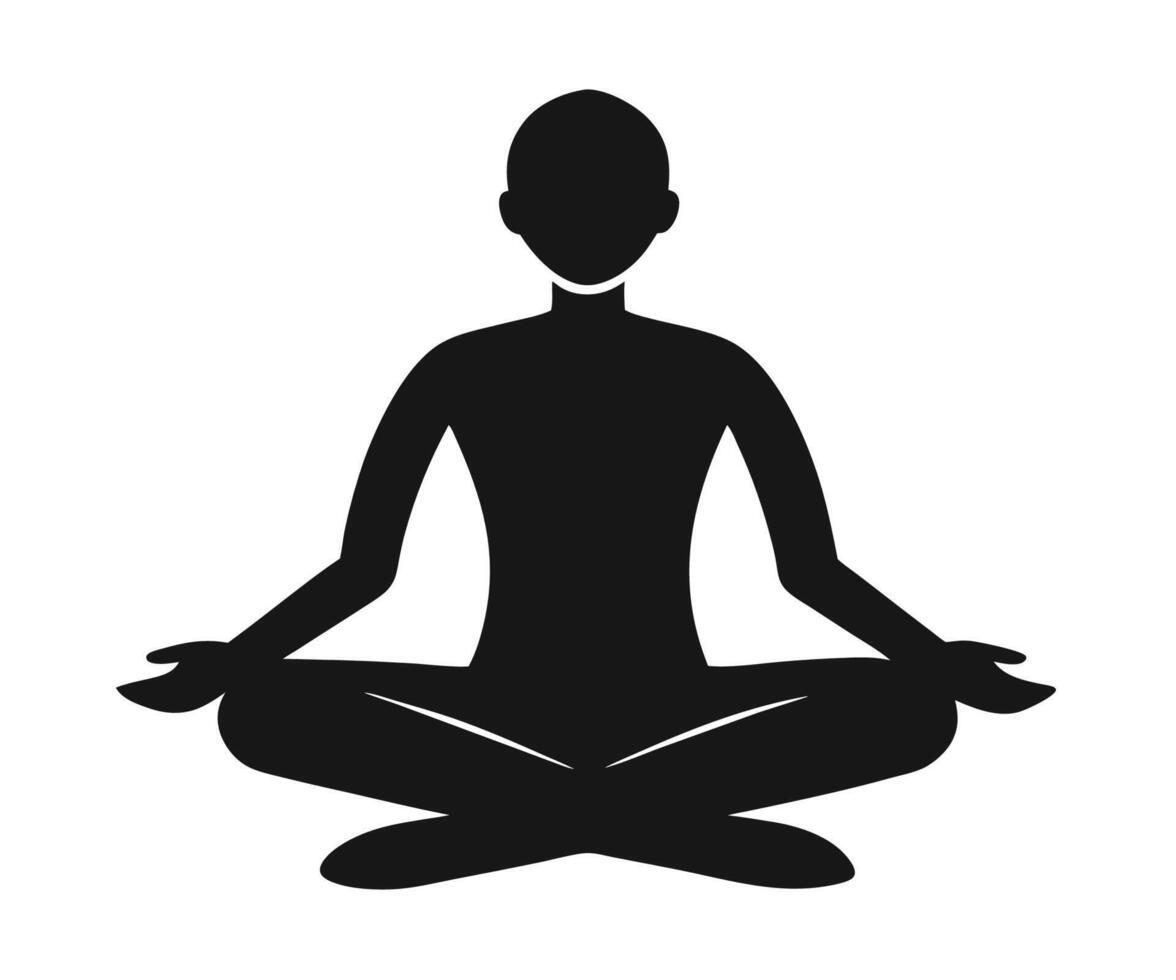 Silhouette of a man sitting in lotus position vector